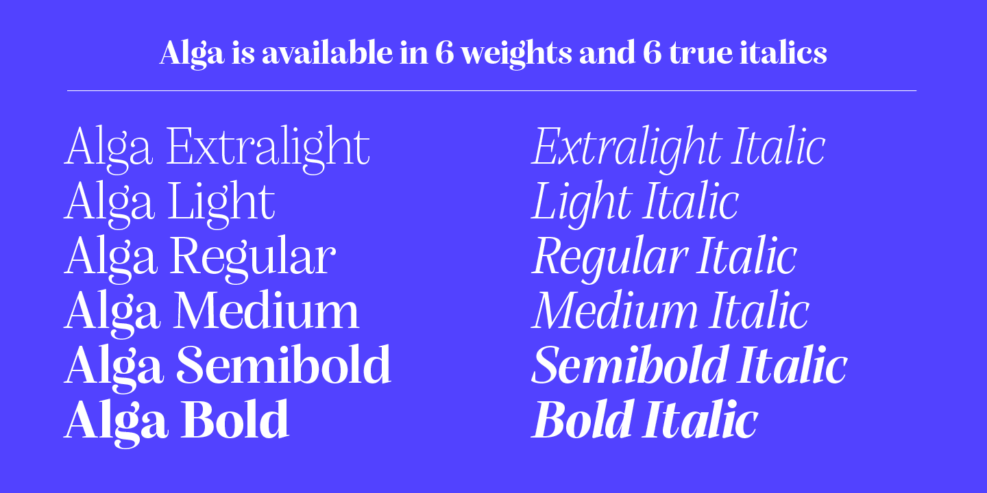 Alga Extra light Italic Font preview